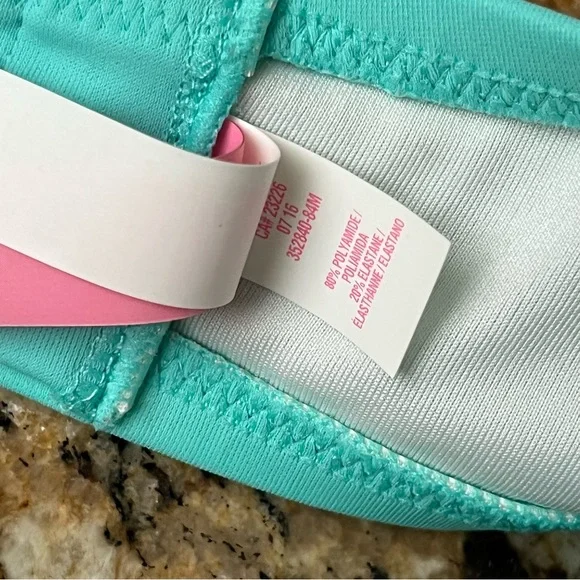 Victoria Secret Blue Strapless Underwire Swim Top Beach Coastal 34DD - Picture 4 of 7